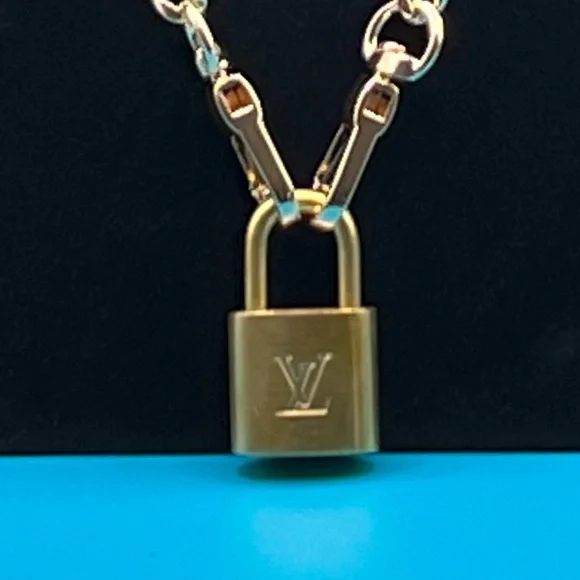 Louis Vuitton Gold Brass Padlock and Key Necklace Set #308 - Picture 3 of 3